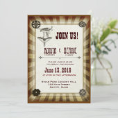 Steampunk aviator bruiloft sjabloon kaart (Staand voorkant)