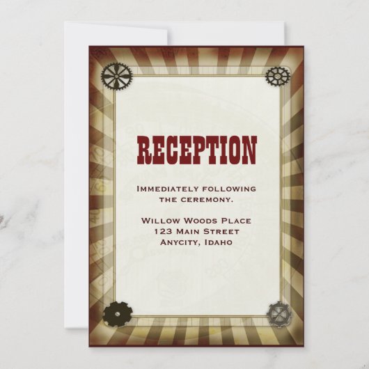 Steampunk aviator bruiloft sjabloon kaart (Achterkant)