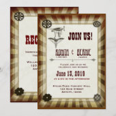 Steampunk aviator bruiloft sjabloon kaart (Voorkant / Achterkant)