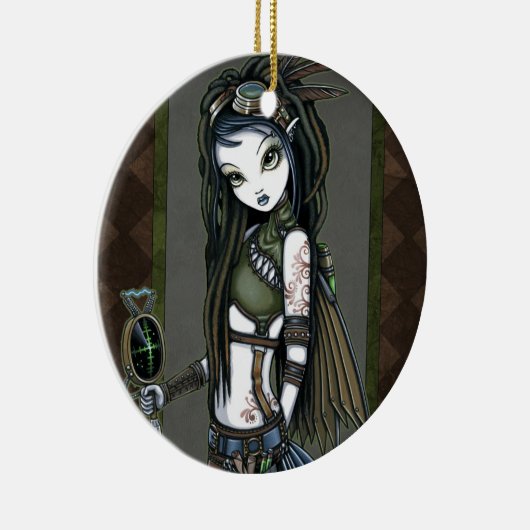 Steampunk Aviatrix Fairy Ornaments "Cloud Burst" Keramisch Ornament (Rechts)