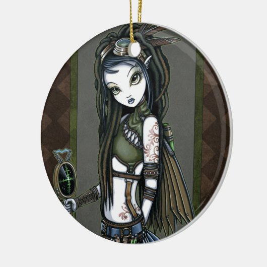 Steampunk Aviatrix Fairy Ornaments "Cloud Burst" Keramisch Ornament (Links)