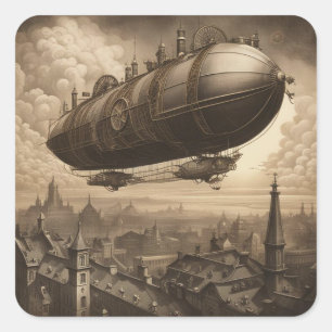 Steampunk Avontuur Vierkante Sticker