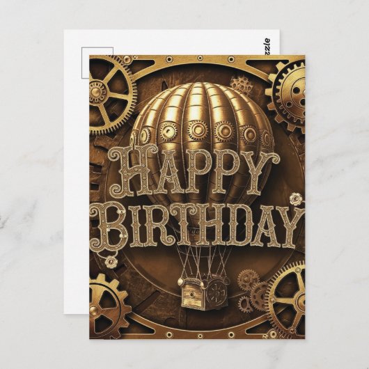 Steampunk Avontuurlijke Verjaardagsontwerp Briefkaart (Voorkant / Achterkant)