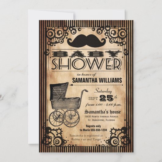 Steampunk Baby shower Kaart (Voorkant)
