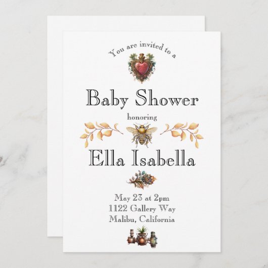 Steampunk-Baby shower Kaart (Voorkant / Achterkant)