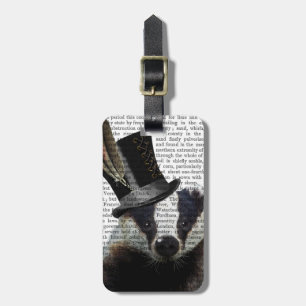 Steampunk Badger in Top Hat Bagagelabel