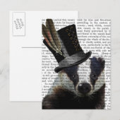 Steampunk Badger in Top Hat Briefkaart (Voorkant / Achterkant)