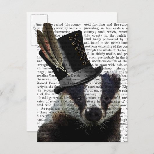 Steampunk Badger in Top Hat Briefkaart (Voorkant / Achterkant)