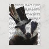 Steampunk Badger in Top Hat Briefkaart (Voorkant)
