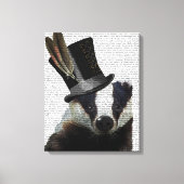 Steampunk Badger in Top Hat Canvas Afdruk (Voorkant)