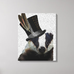 Steampunk Badger in Top Hat Canvas Afdruk