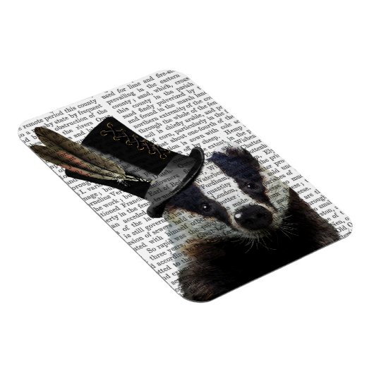 Steampunk Badger in Top Hat Magneet (Rechterzijde)