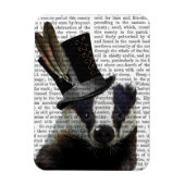 Steampunk Badger in Top Hat Magneet (Verticaal)