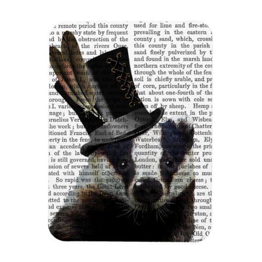 Steampunk Badger in Top Hat Magneet (Verticaal)