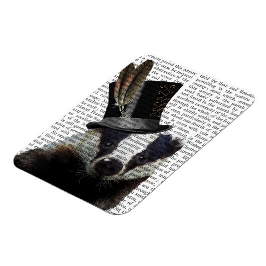 Steampunk Badger in Top Hat Magneet (Linkerzijde)