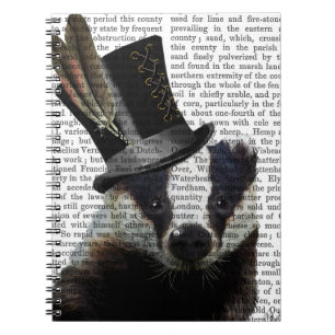 Steampunk Badger in Top Hat Notitieboek