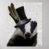 Steampunk Badger in Top Hat Poster (Voorkant)