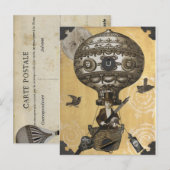 Steampunk-ballon Briefkaart (Voorkant / Achterkant)