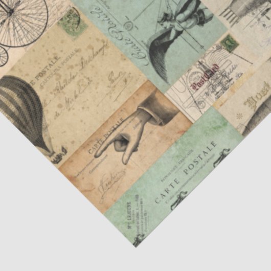 Steampunk ballon en Briefkaart Ephemera Weefselpap Tissuepapier (Detail)