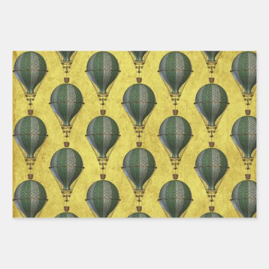 Steampunk-ballon Trio Inpakpapier Vel (Voorkant)