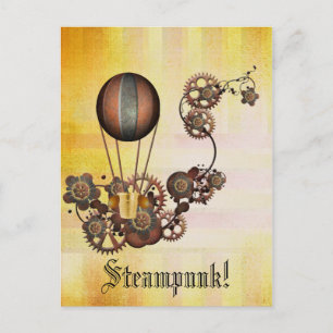 Steampunk Balloon Antiek Geel Briefkaart