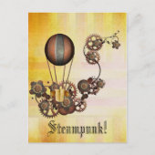 Steampunk Balloon Antiek Geel Briefkaart (Voorkant)