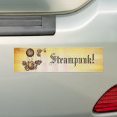 Steampunk Balloon Antiek Geel Bumpersticker (Op auto)