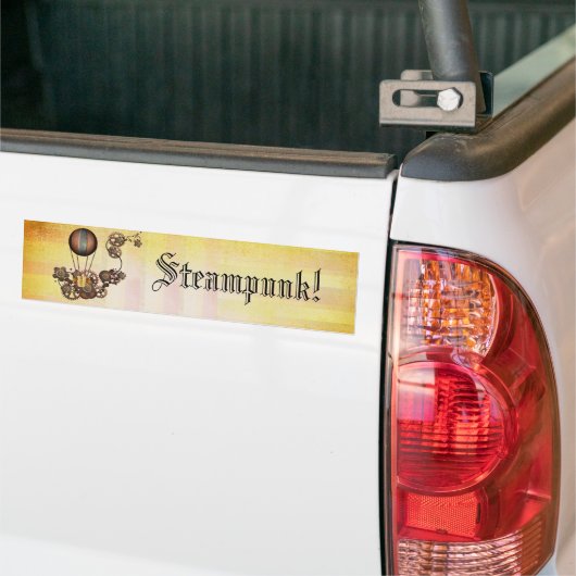 Steampunk Balloon Antiek Geel Bumpersticker (Op Truck)
