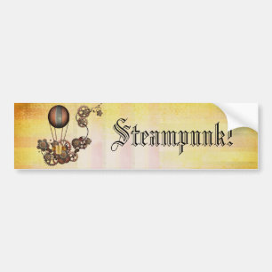 Steampunk Balloon Antiek Geel Bumpersticker