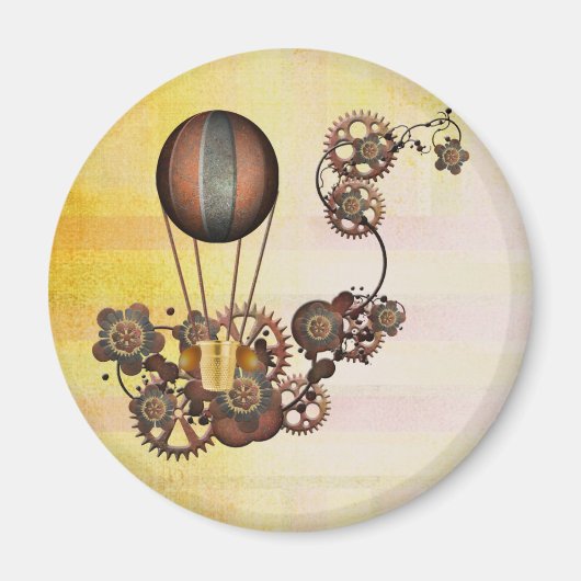 Steampunk Balloon Antiek Geel Magneet (Voorkant)