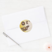 Steampunk Balloon Antiek Geel Ronde Sticker (Envelop)