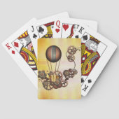 Steampunk Balloon Antiek Geel Speelkaarten (Achterkant)