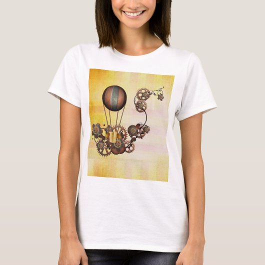 Steampunk Balloon Antiek Geel T-shirt (Voorkant)