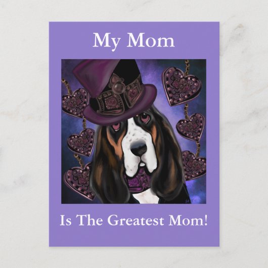 STEAMPUNK Basset Hound Briefkaart (Voorkant)