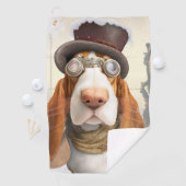 Steampunk Basset Hound Golfhanddoek (Insitu)