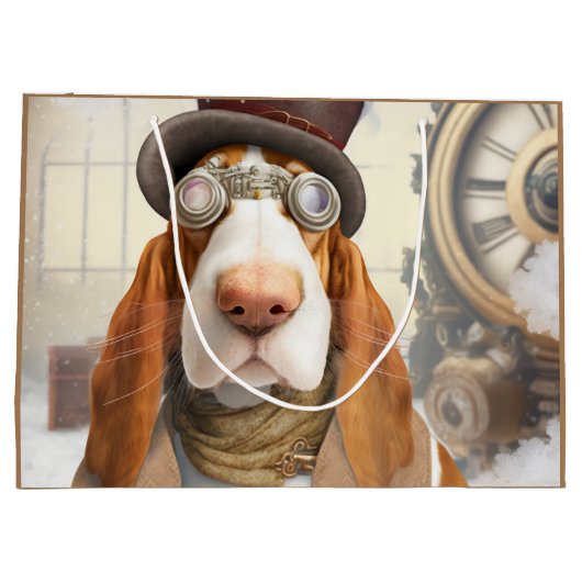 Steampunk Basset Hound Groot Cadeauzakje (Achterkant)
