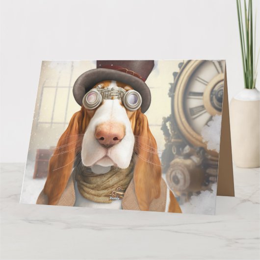 Steampunk Basset Hound Kaart (Achterkant)