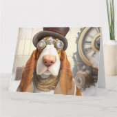 Steampunk Basset Hound Kaart (Voorkant)