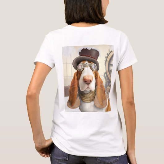 Steampunk Basset Hound T-shirt (Achterkant)