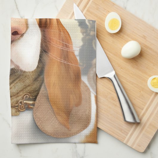 Steampunk Basset Hound Theedoek (Quarter Fold)