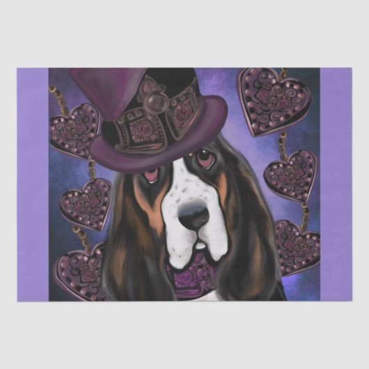 STEAMPUNK Basset Hound Tissuepapier (Voorkant)