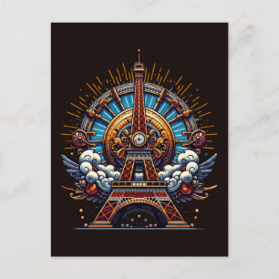Steampunk Bastille Day Eiffeltoren Briefkaart
