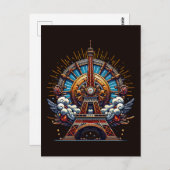 Steampunk Bastille Day Eiffeltoren Briefkaart (Voorkant / Achterkant)