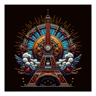 Steampunk Bastille Day Eiffeltoren Perfect Poster