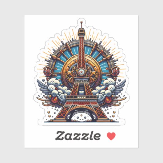 Steampunk Bastille Day Eiffeltoren Sticker (Vel)
