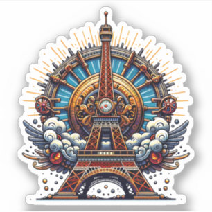 Steampunk Bastille Day Eiffeltoren Sticker