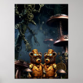 Steampunk Bears in Clockwork Forest Fantasy Art Poster (Voorkant)