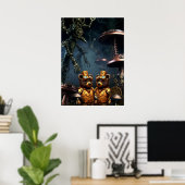 Steampunk Bears in Clockwork Forest Fantasy Art Poster (Thuiskantoor)