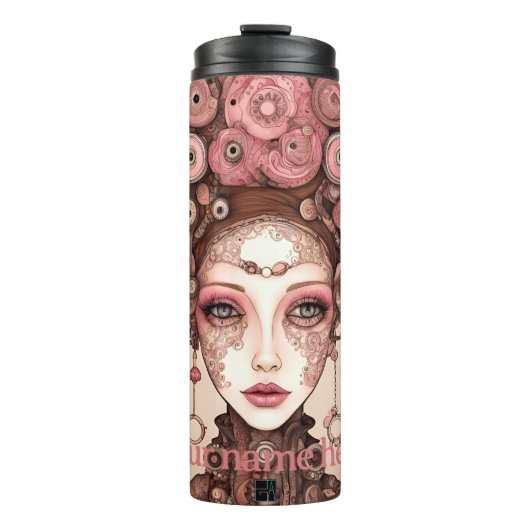STEAMPUNK BEAUTY FANTASY ART ROZE Thermische Tumbl Thermosbeker (Voorkant)