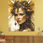 Steampunk Bee Insecte Vrouw Tapestry Canvas Afdruk (Insitu (Woonkamer))